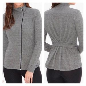 Beyond Yoga Pleat Back Honeycomb Terry Zip Up Jacket